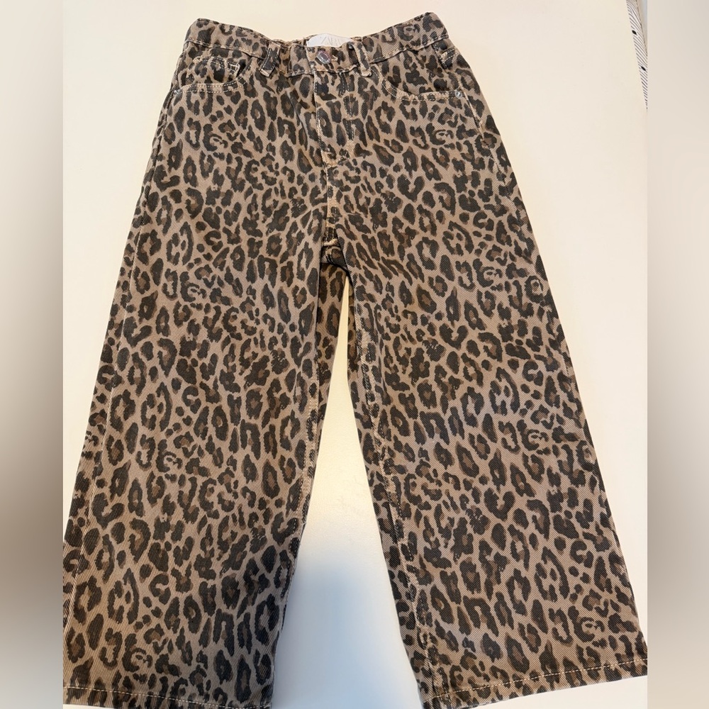 Zara Leopard Print Girls Pants - Brown and Black EUC size 6